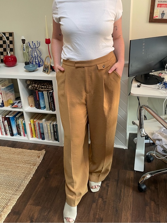 Madewell Pants - Madewell Camel Wide Leg Trouser Pants High Rise Size 14